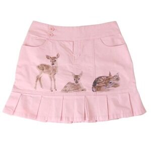 vintage fashion bug pink deer pleated mini skirt size 6